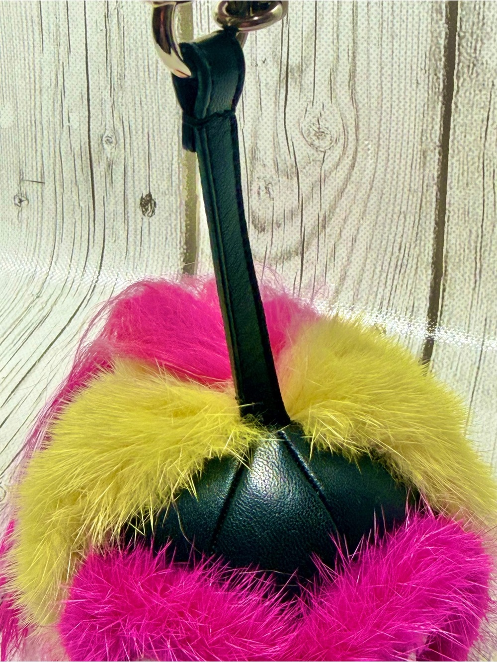 PRELOVED Fendi Funky Monster "Coolibri" Key Chain & Bag Charm Mink Fur & Leather - Picture 9 of 10